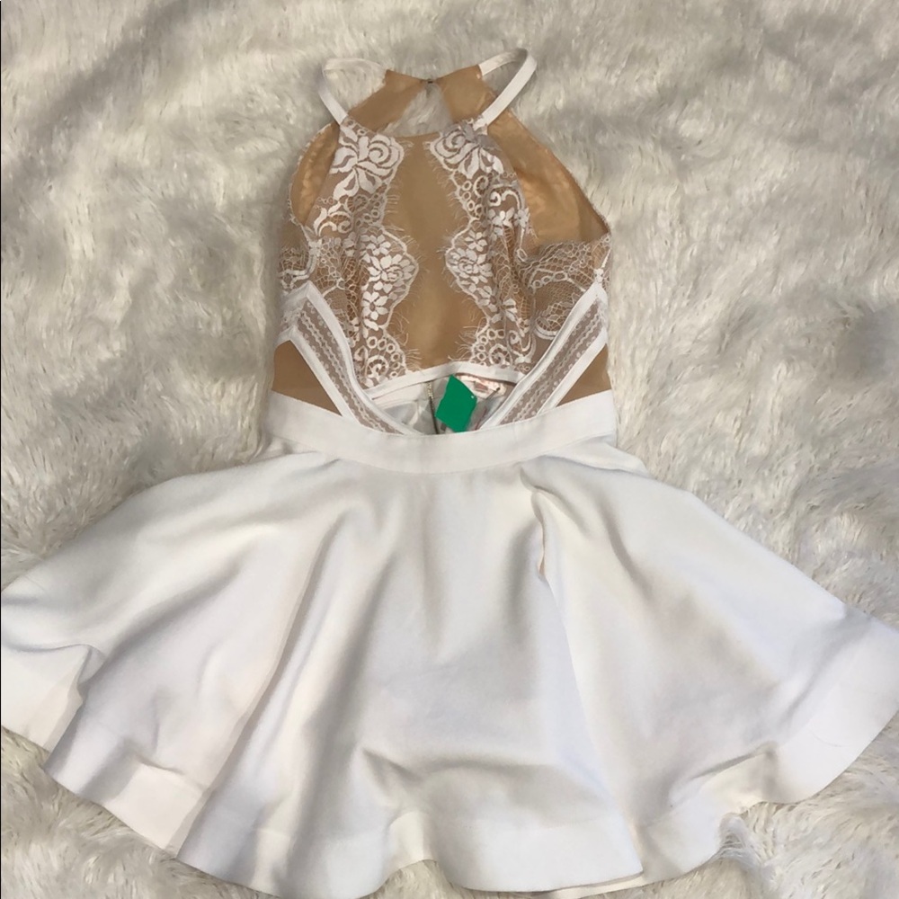White Lace Halter Dress